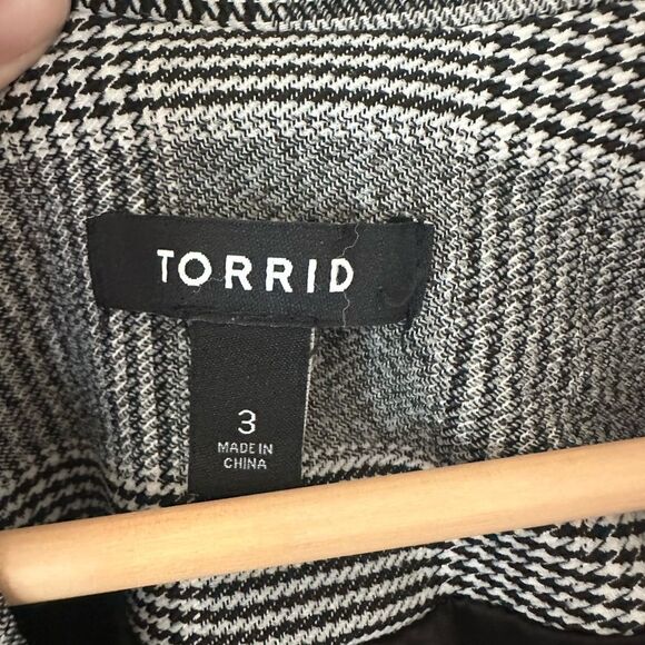Torrid Black Grey Plaid Houndstooth Cutaway Stretch Blazer Size 3X - Picture 3 of 6